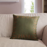 Chanderi Cushion Cover - 16x16, Green - Eyaas